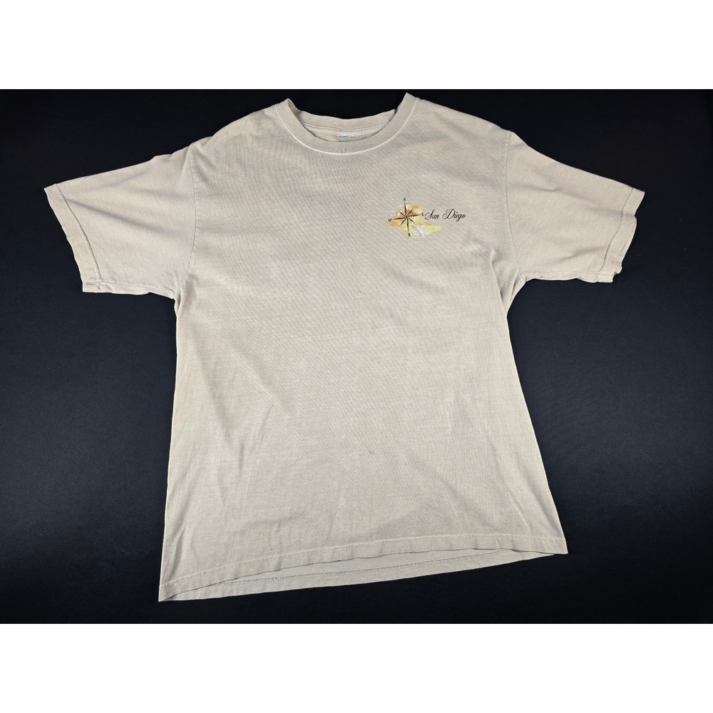 Crazy Shirts San Diego Kona Coffee Dyed T-Shirt Tan Sailboat Graphic Mens L